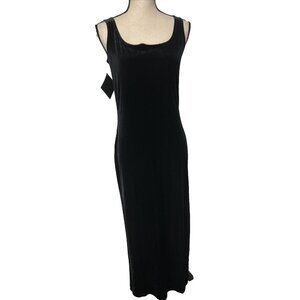 Elements Black Velvet Dress Sleeveless Maxi Long Women's Size S NWT